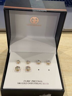 Giani Bernini Gold Cubic Zirconia Stud Earring Set - Gold and Clear